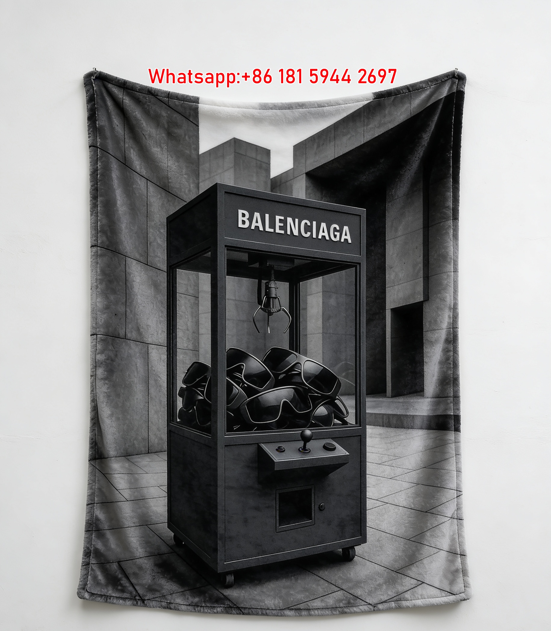 Balenciaga Claw Machine Print Flannel Throw Blanket BA368